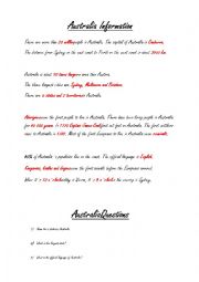 English Worksheet: Australia
