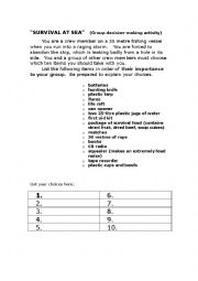 English Worksheet: Survival at Sea