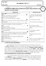 English Worksheet: semester two test 1 