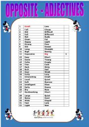 English Worksheet: OPPOSITE ADJECTIVES