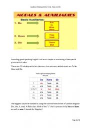 English Worksheet: Helping Verbs Have, To Be, Do Review