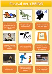 English Worksheet: phrasal verb bring speaking cards