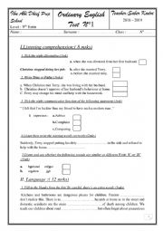 English Worksheet: language + listening test 