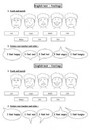 English Worksheet: feelings english test