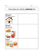 English Worksheet: Christmas writing prompt graphic organizer