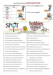 English Worksheet: Spot the mistakes (Present Simple Tense)