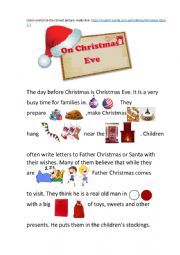 English Worksheet: On Christmas Eve