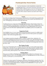 English Worksheet: Thanksgiving