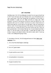 English Worksheet: The Simple Present Test