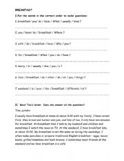 English Worksheet: Breakfast