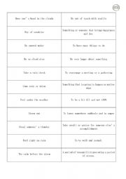 WEATHER IDIOM MATCHING PARTNER A-B FILL IN