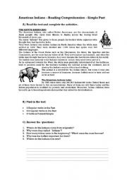 English Worksheet: Native Americans