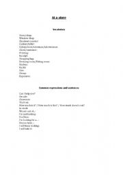 English Worksheet: At a store - vocabulary and exercise