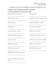 English Worksheet: Indirect Questions 