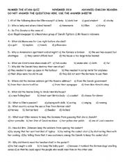 English Worksheet: Number the Stars Final Quiz