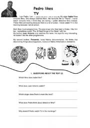 English Worksheet: Reading test about TV programmes