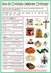 English Worksheet: How do Christians celebrate Christmas?