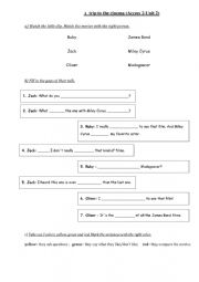 English Worksheet: At the Cinema (Access 2-Unit 2) 