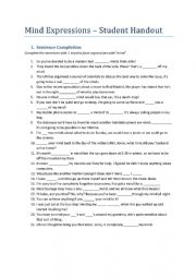 English Worksheet: Mind Expressions 