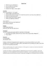 English Worksheet: Addiction - Conversation Class