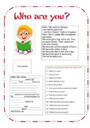 English Worksheet: Who are you (boy)