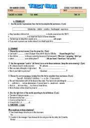 English Worksheet: Morocco 1st year bac test 1 Ticket to English