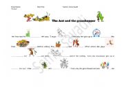 English Worksheet: Story time The Ant and the Grasshopper ( Easy readers)