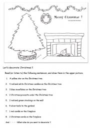 English Worksheet: Lets decorate Christmas !!