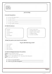 English Worksheet: Activities