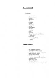 English Worksheet: At a restaurant - vocabulary and dialogue