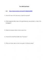 English Worksheet: California Gold Rush - Video Listening Activity