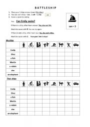 English Worksheet: battleship can