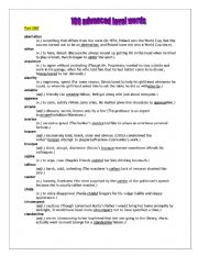 English Worksheet: Advanced level words 