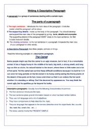 English Worksheet: A Descriptive Paragraph