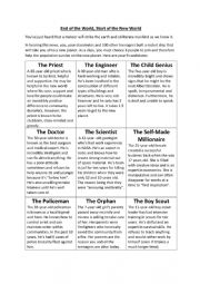 English Worksheet: End of the World Discussion Activity