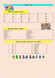 English Worksheet: Numbers 1 to a hundred