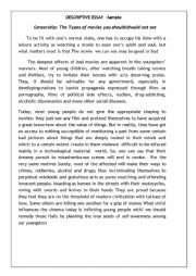 English Worksheet: Descriptive Essay 