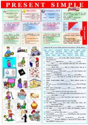 English Worksheet: PRESENT SIMPLE - rules + exercises + KEY