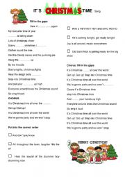 English Worksheet: Song Its Christmas time Get up! 