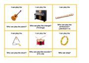 English Worksheet: I can play the guitar / I can / I can do / Who can ?