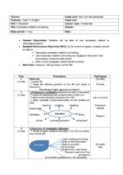 English Worksheet: Vocabulary related to schooling lesson plan 