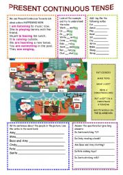 English Worksheet: Christmas and present continuous tense