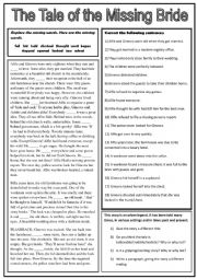 English Worksheet: An urban legend: the tale of the missing bride. 