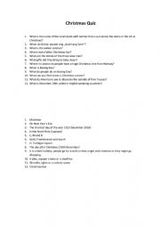 English Worksheet: Christmas Quiz