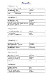 English Worksheet: pasapalabra