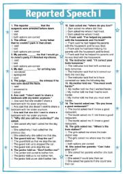 English Worksheet: Reported Speech - multiple choice