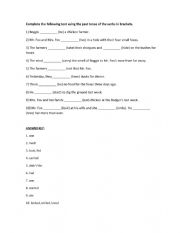 English Worksheet: Complete the following text using the past tense of the verbs in brackets.
