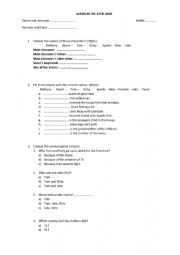 English Worksheet: Aliens in the attic movie quiz