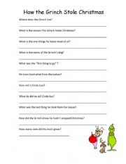 English Worksheet: How the grinch stole Chrsitmas