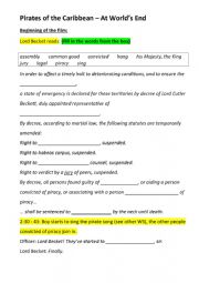 English Worksheet: Pirates of the Caribbean - At World�s End - Film-worksheet and activities